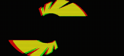 A Green And Yellow Circle With A Black Background Is Being Displayed On A Black Screen . GIF