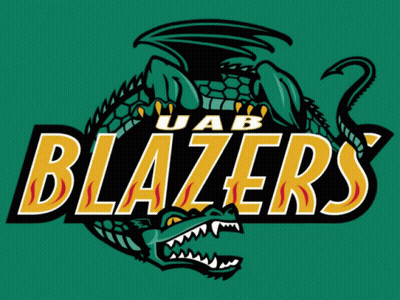 A Green And Yellow Logo For The Blazers GIF