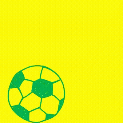 A Green And Yellow Soccer Ball On A Yellow Background With The Letter J On The Bottom GIF