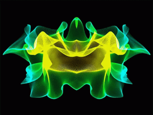 A Green And Yellow Swirl With The Letter M In The Middle GIF