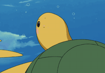 A Green And Yellow Turtle Floating In The Sky GIF