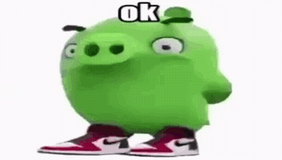A Green Angry Birds Pig Is Wearing A Hat And Sneakers . GIF