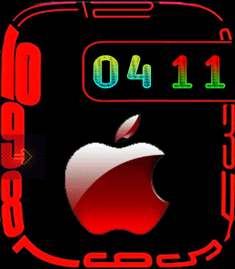 A Green Apple With A Bite Taken Out Of It And The Numbers 2334 GIF