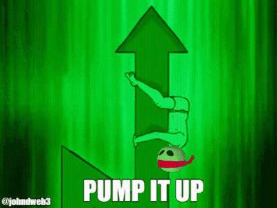 A Green Arrow With The Words Pump It Up Written Below It GIF