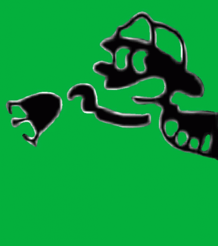 A Green Background With A Black Silhouette Of A Man GIF