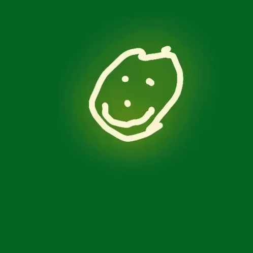 A Green Background With A Drawing Of A Smiley Face On It GIF
