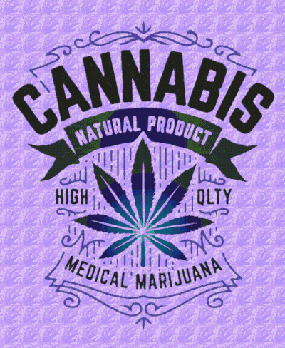 A Green Background With A Purple Leaf And The Words Cannabis Natural Product GIF