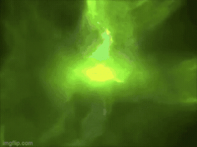 A Green Background With A Yellow Glowing Object In The Middle GIF
