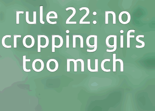 A Green Background With Rule 22 No Cropping Gifs Too Much GIF