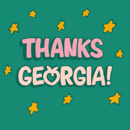 A Green Background With The Words Thanks Georgia GIF