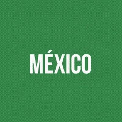 A Green Background With White Text That Says Mexico GIF