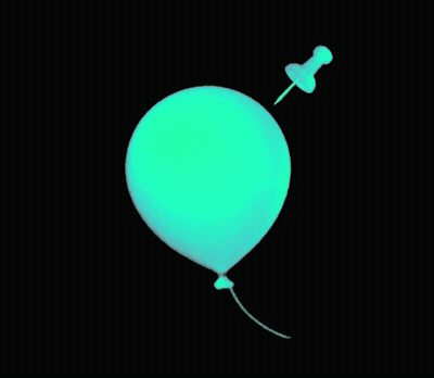 A Green Balloon With A Pin Sticking Out Of It On A Black Background GIF