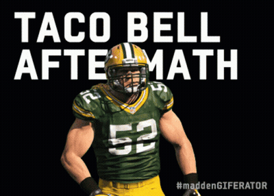 A Green Bay Packers Football Player Is Featured On A Taco Bell Aftermath Ad GIF