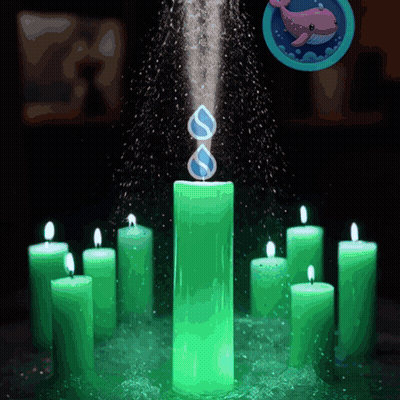 A Green Candle Is Surrounded By Other Candles GIF