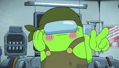 A Green Cartoon Character Giving A Peace Sign In Front Of A Sign That Says " Rewards You With Good Hygiene In Your Hands GIF