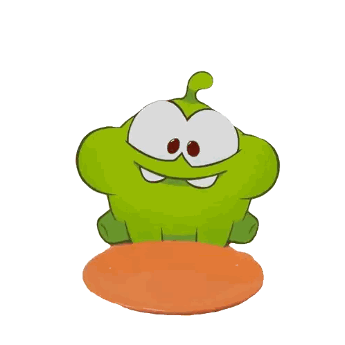 A Green Cartoon Character Is Sitting On An Orange Circle Sticker