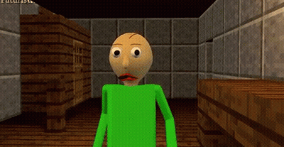 A Green Cartoon Character Is Standing In A Room With A Wooden Floor . GIF