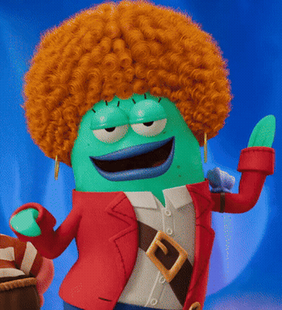 A Green Cartoon Character Wearing A Red Jacket And A Brown Belt GIF
