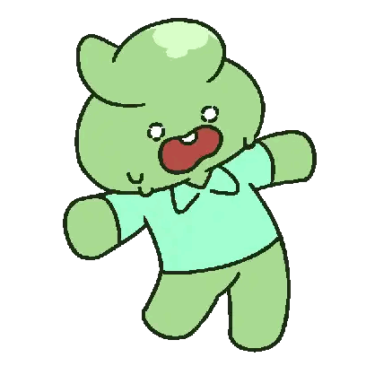 A Green Cartoon Character With A Blue Shirt On Sticker