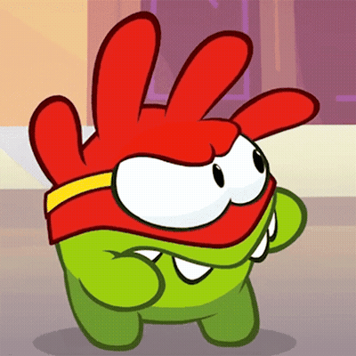 A Green Cartoon Character With A Red Headband And Red Ears GIF