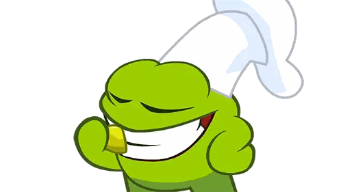 A Green Cartoon Character With A Red Tongue Sticking Out And A Chef 'S Hat On Sticker