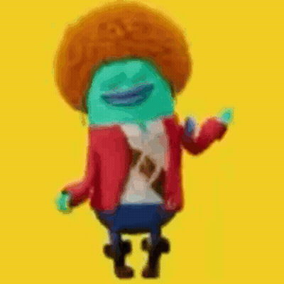 A Green Cartoon Character With An Afro And A Red Jacket Is Dancing . GIF