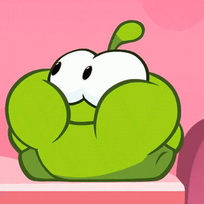 A Green Cartoon Character With Big Eyes And A Large Mouth GIF