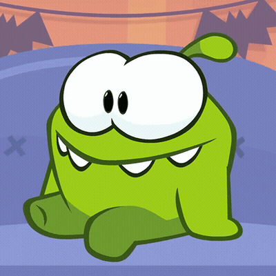 A Green Cartoon Character With Big Eyes Is Sitting On A Purple Surface GIF