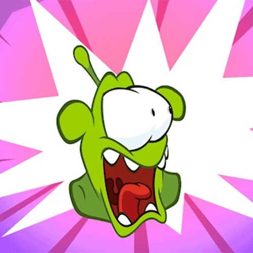 A Green Cartoon Character With Its Mouth Open And Tongue Sticking Out GIF