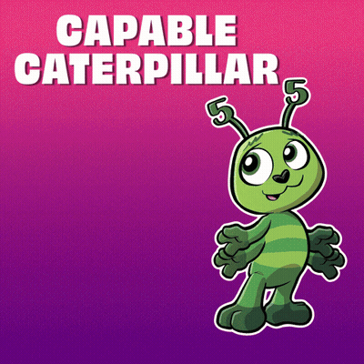 A Green Caterpillar With The Number 5 On Its Antennas GIF