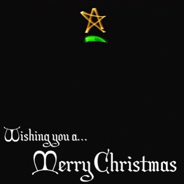 A Green Christmas Tree With A Star On Top And The Words Wishing You A Merry Christmas Below It GIF