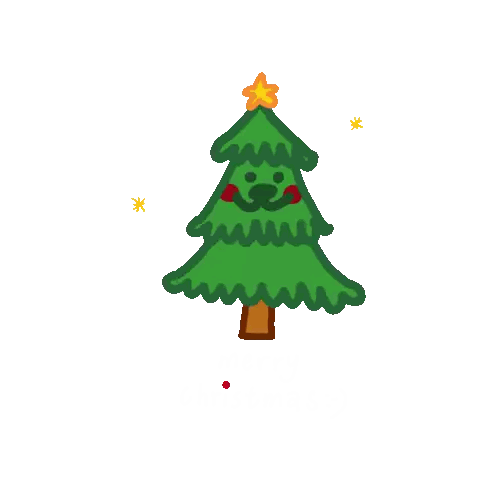 A Green Christmas Tree With A Star On Top Sticker
