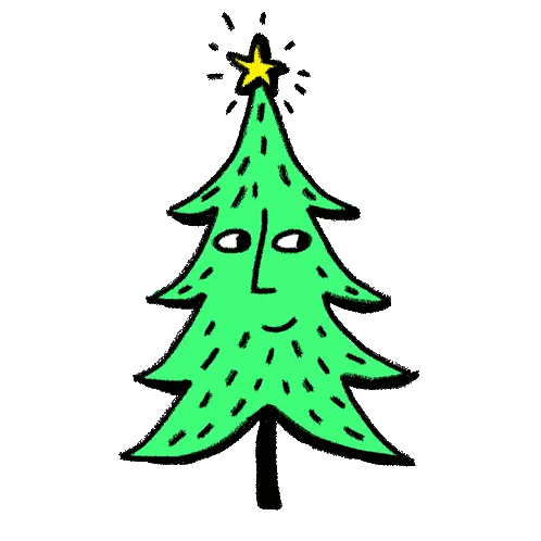 A Green Christmas Tree With A Star On Top Of It Sticker