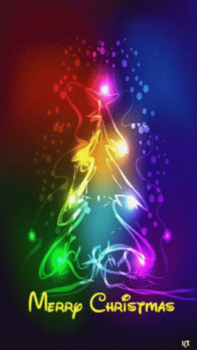 A Green Christmas Tree With The Words Merry Christmas Underneath It GIF