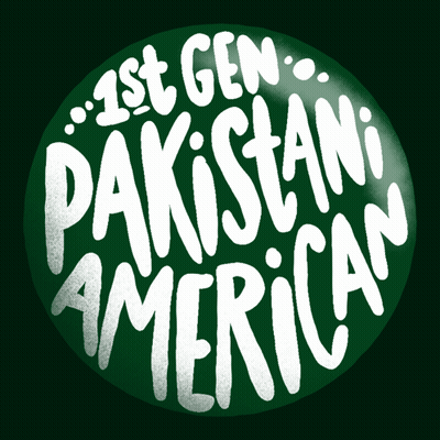 A Green Circle That Says 1St Gen Pakistani American On It GIF