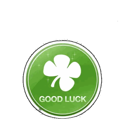 A Green Circle With A Four Leaf Clover And The Words Good Luck Sticker