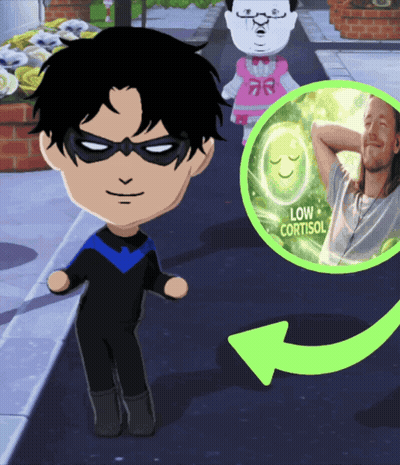 A Green Circle With A Smiley Face And The Words Low Cortisol GIF