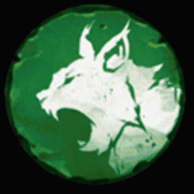 A Green Circle With A White Lynx Head In The Middle . GIF