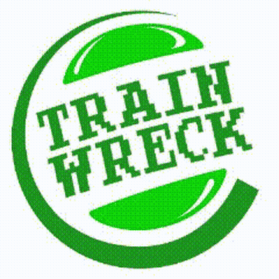 A Green Circle With Train Wreck Written Inside GIF