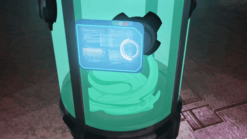 A Green Container With A Glowing Circle In The Middle Of It GIF