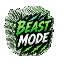 A Green Cube With The Words Beast Mode On It Sticker