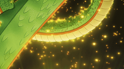A Green Dragon 'S Tail Is Surrounded By Glowing Stars GIF
