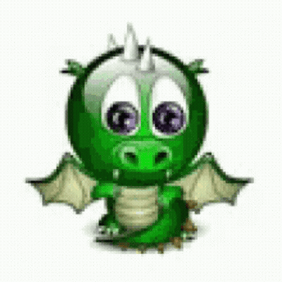 A Green Dragon With Wings And Horns Is Eating A Piece Of Food . GIF