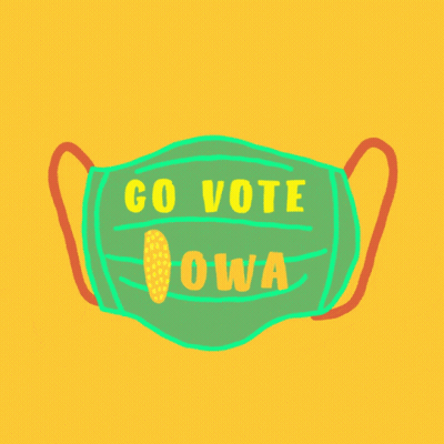 A Green Face Mask With The Words Go Vote Owa On It GIF