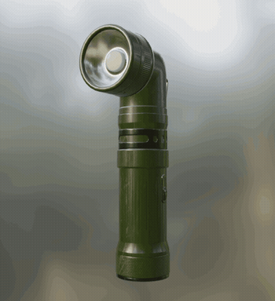 A Green Flashlight Is Sitting On A Table GIF