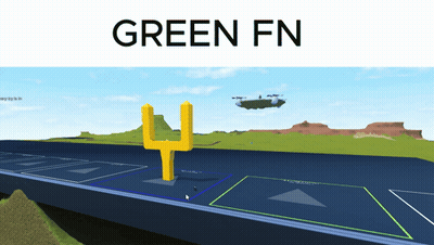 A Green Fn Logo With A Picture Of A Helicopter Flying Over A Field GIF