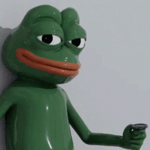 A Green Frog Is Giving A Thumbs Up Sign While Looking At A Ball . GIF