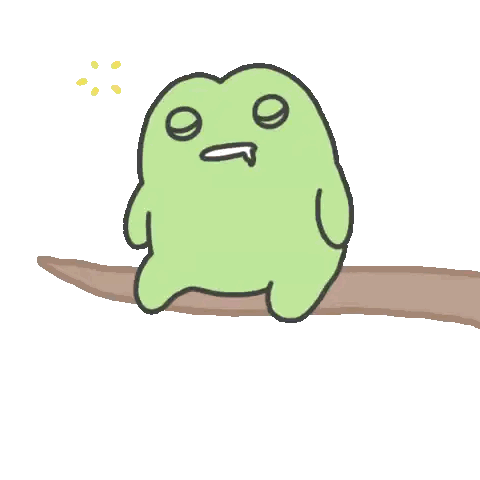 A Green Frog Is Sitting On A Tree Branch With His Eyes Closed Sticker