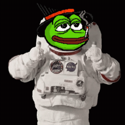 A Green Frog Is Wearing A Nasa Space Suit And Giving A Thumbs Up GIF