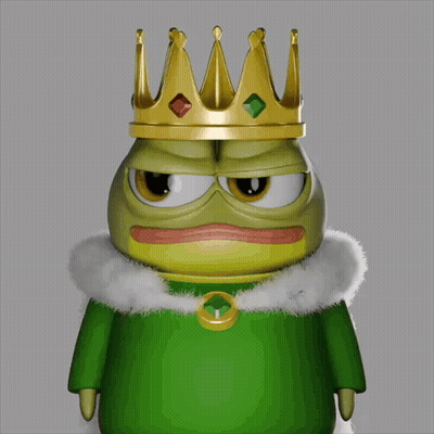 A Green Frog Wearing A Gold Crown And A White Coat GIF